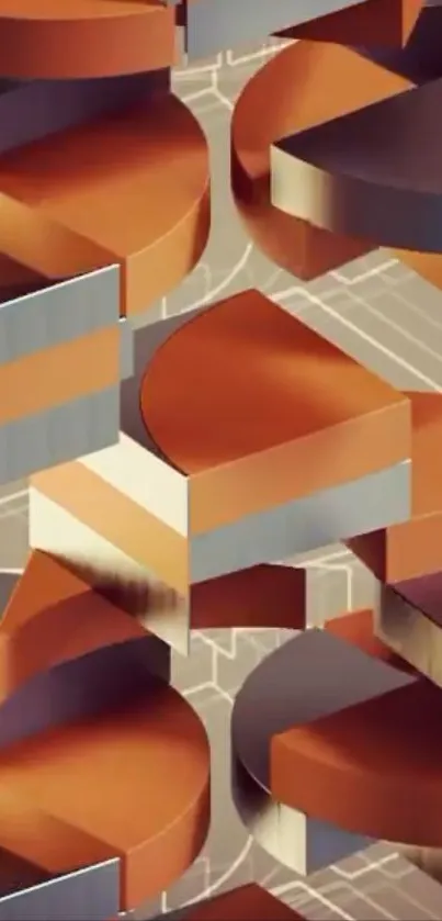 3D geometric abstract wallpaper with earthy tones.