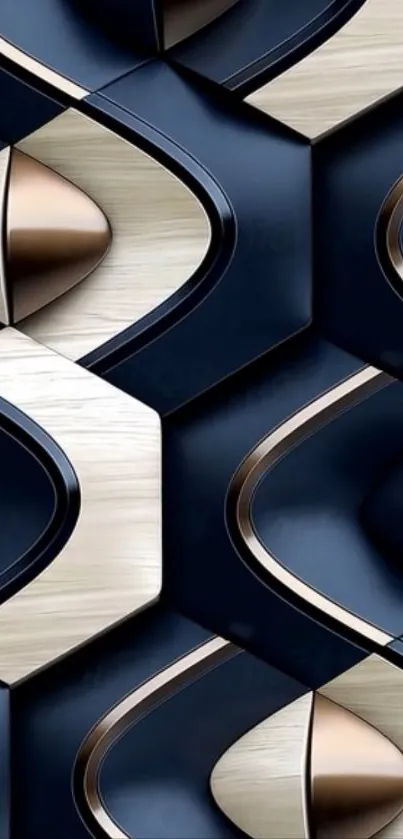 3D geometric metallic wallpaper design with abstract style.