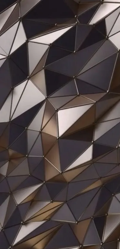 Brown and gold geometric abstract wallpaper design.