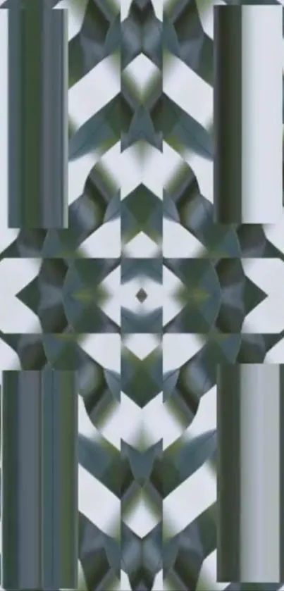 Modern geometric abstract pattern in greenish-gray tones.