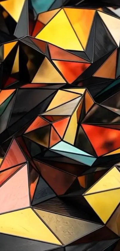 Vibrant geometric abstract phone wallpaper design in multicolor hues.