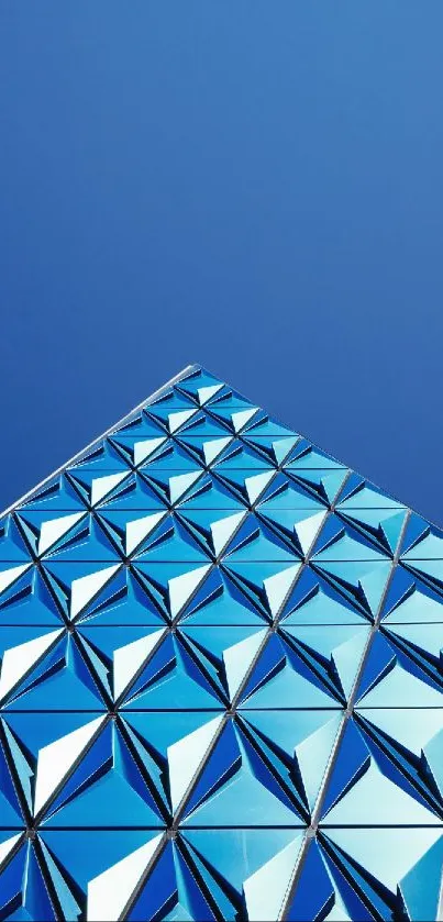 Abstract blue geometric architectural pattern wallpaper.