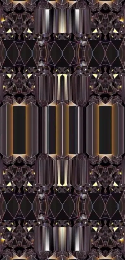 Geometric art deco wallpaper with dark patterns.