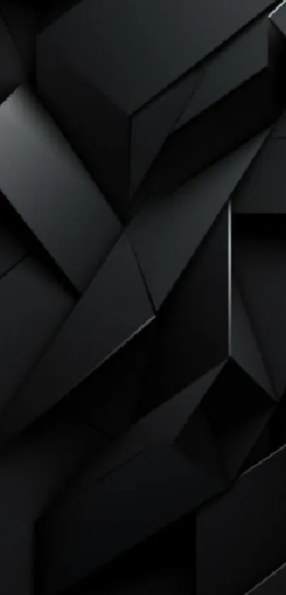 3D geometric black wallpaper with sleek design.