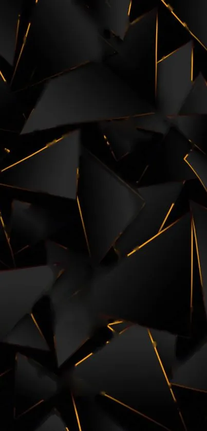 Black and gold geometric shapes create an elegant phone wallpaper design.