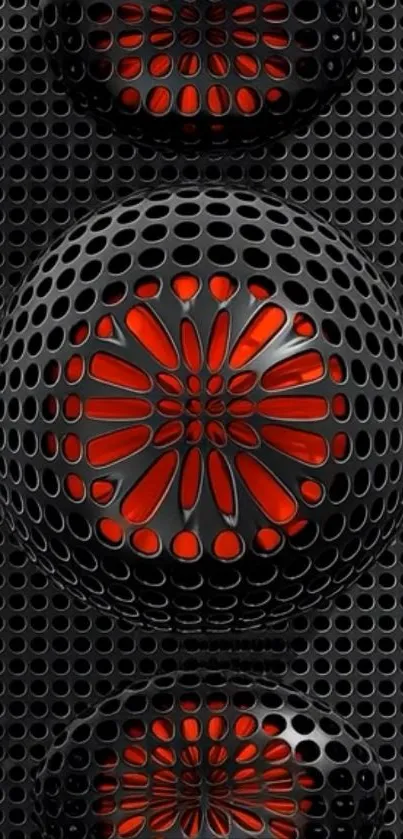 Black and red geometric pattern wallpaper.