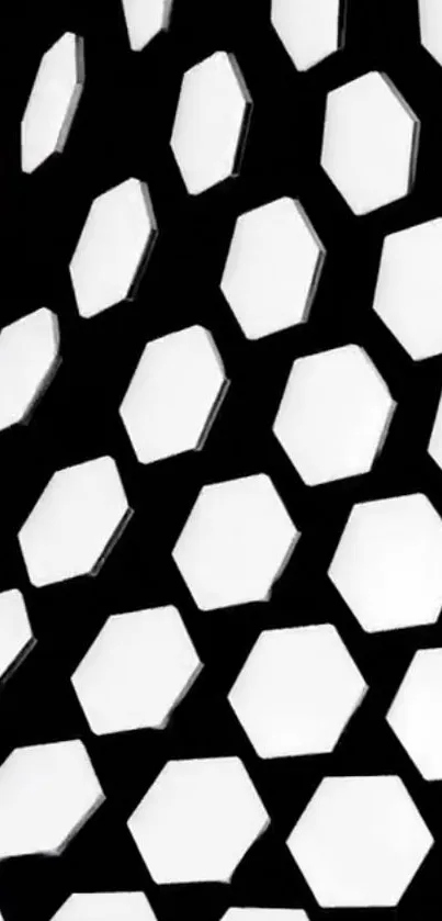 Black and white hexagonal geometric pattern wallpaper.