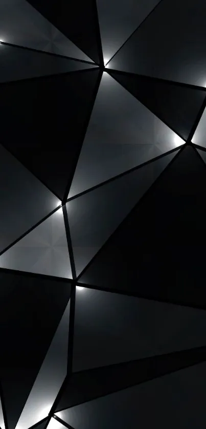 Geometric black wallpaper with glowing accents for mobile devices.