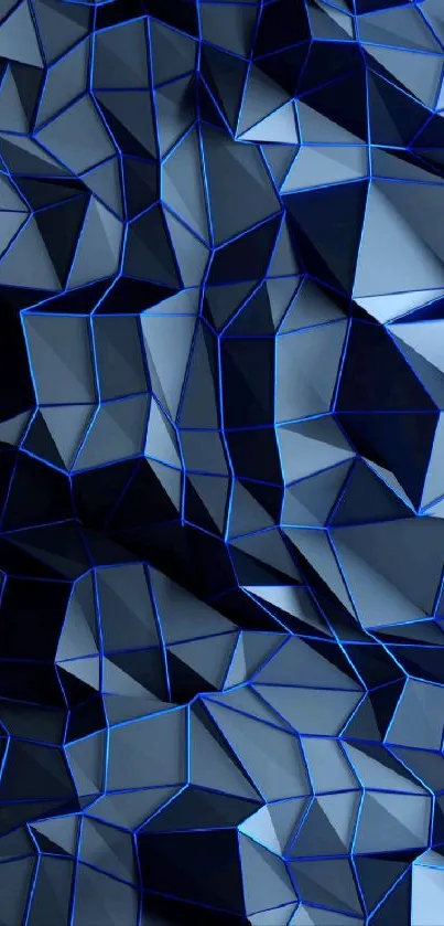 Geometric blue abstract wallpaper with intricate patterns.