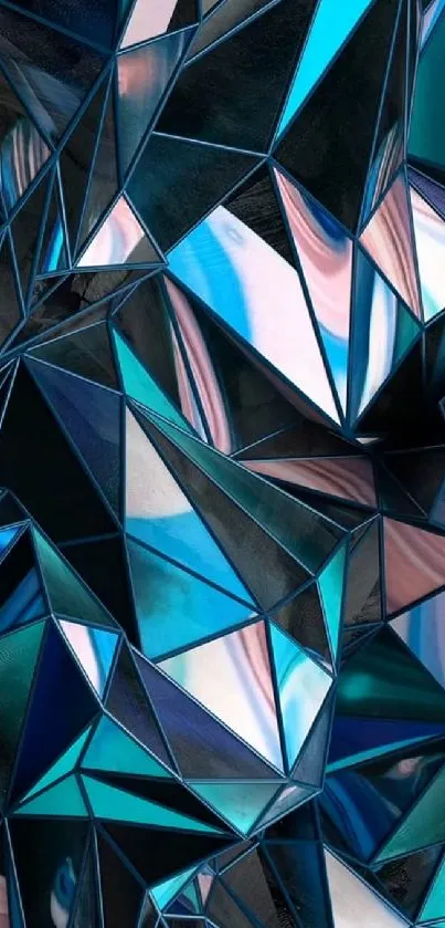 Geometric blue abstract mobile wallpaper with sharp textures.