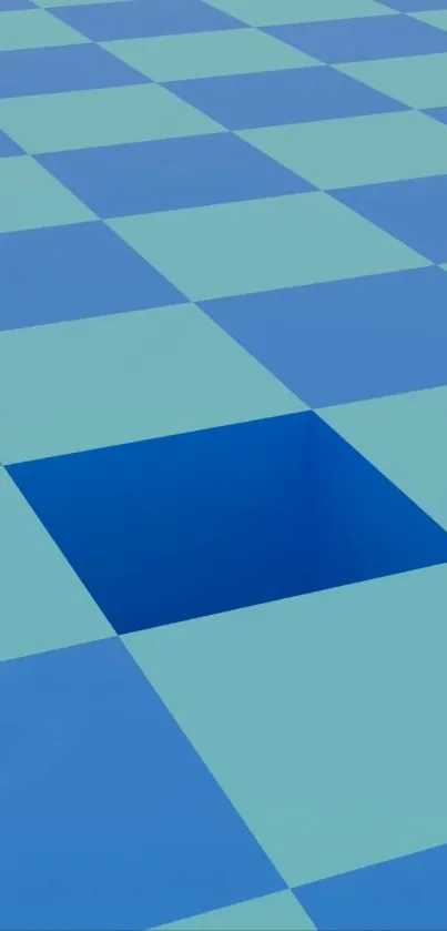 Geometric blue checkered pattern wallpaper
