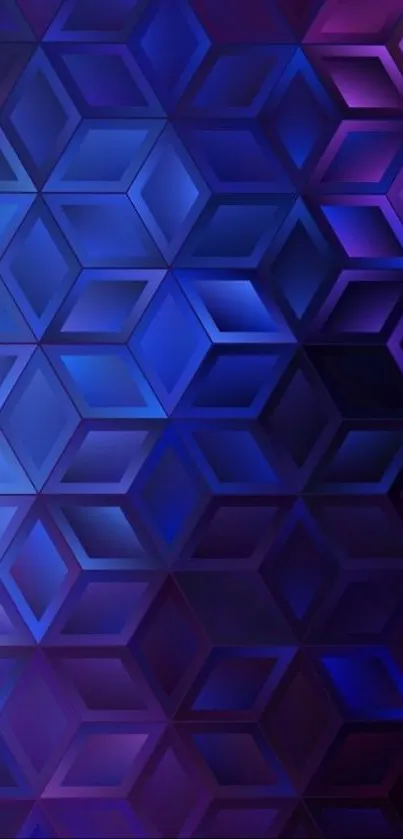 Geometric blue wallpaper with hexagon pattern and vibrant colors.