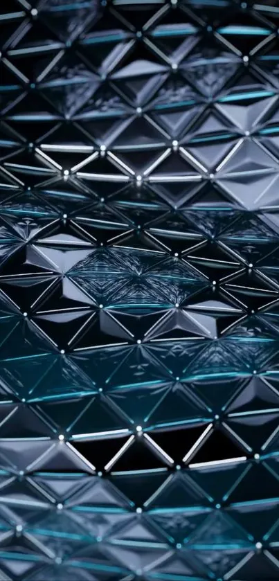 Abstract geometric blue pattern wallpaper with glossy finish.