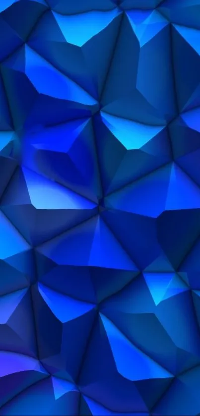 Vibrant geometric blue pattern wallpaper.