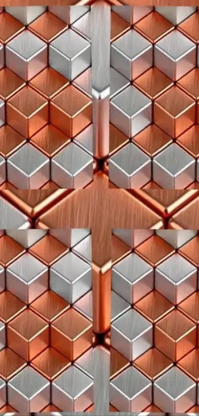 Geometric cubes in copper and silver tones