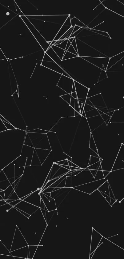 Abstract geometric constellation lines on a dark background.