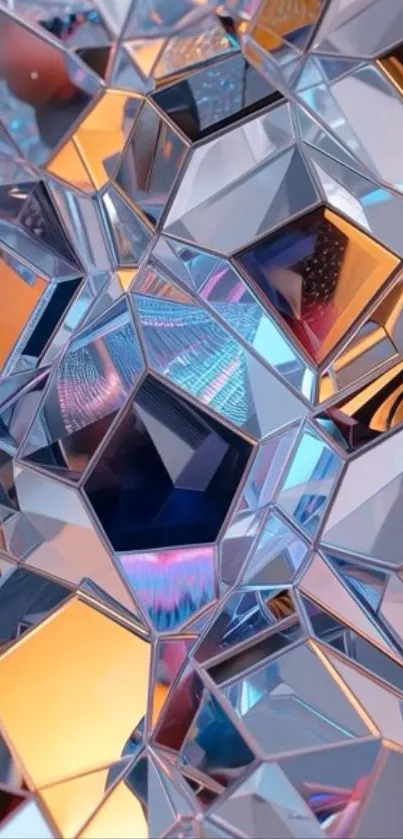 Geometric crystal pattern with vibrant reflections.