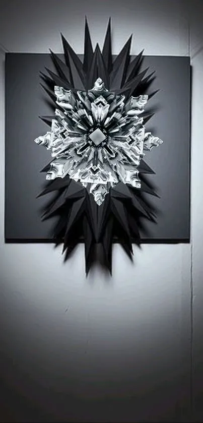 Intricate geometric crystal art set against a dark background.