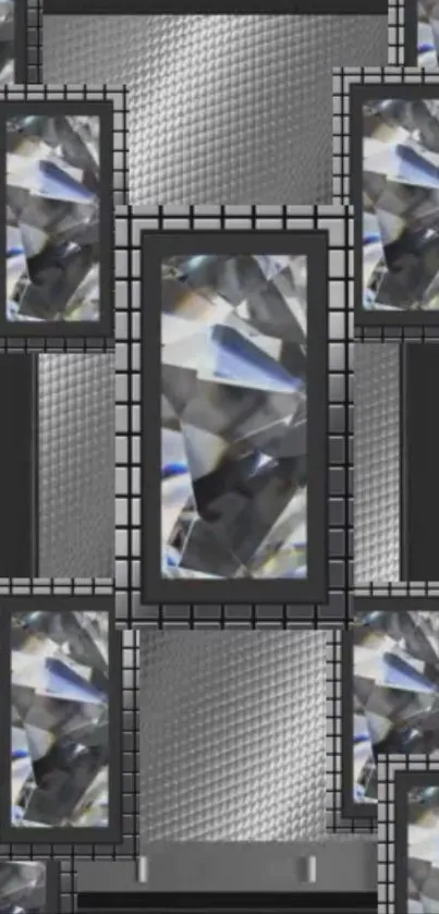 Geometric pattern with crystal design on mobile wallpaper.