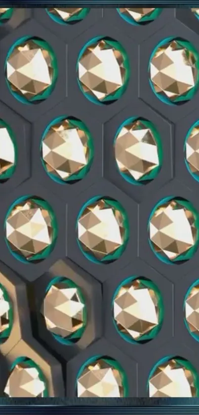 Geometric crystal pattern phone wallpaper.