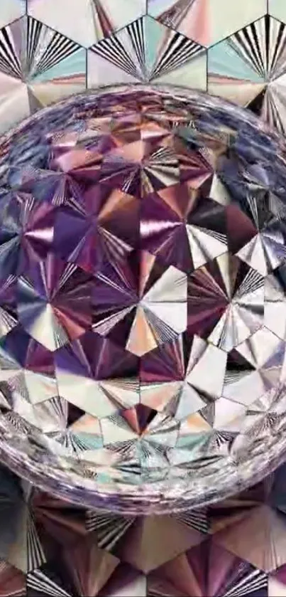 Geometric crystal sphere in purple tones.