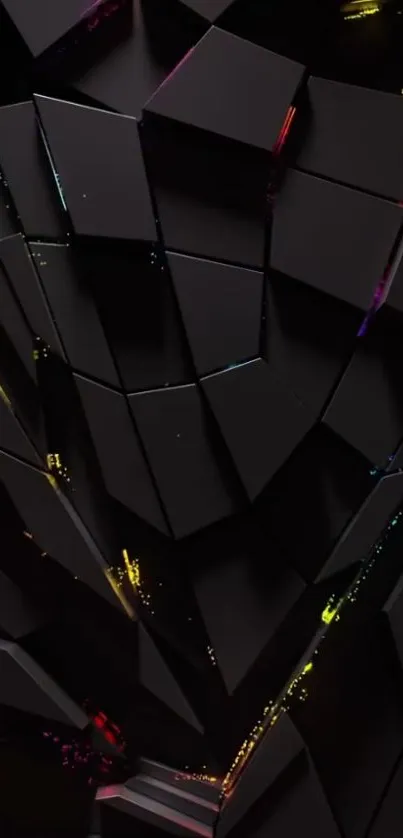 Dark geometric abstract wallpaper with subtle colors.