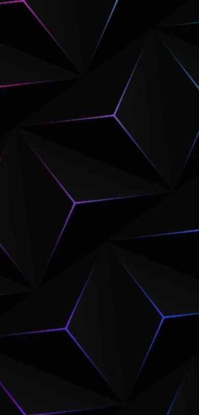 Geometric dark abstract wallpaper with luminous lines.