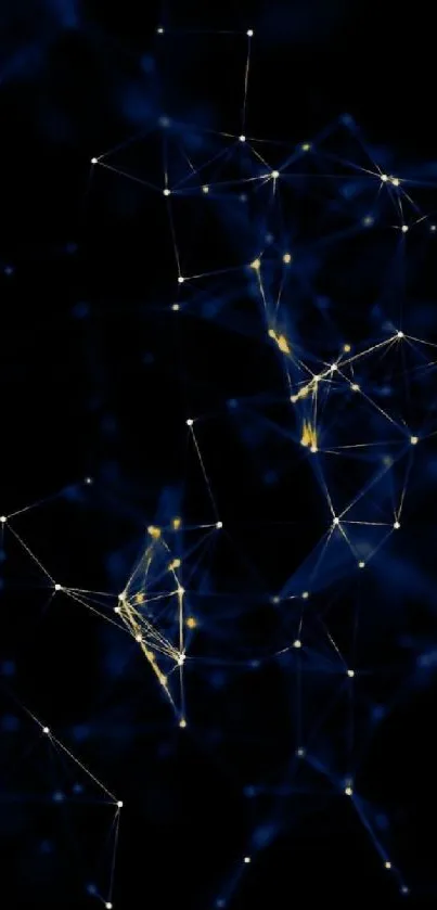 Dark geometric background with abstract blue lines.
