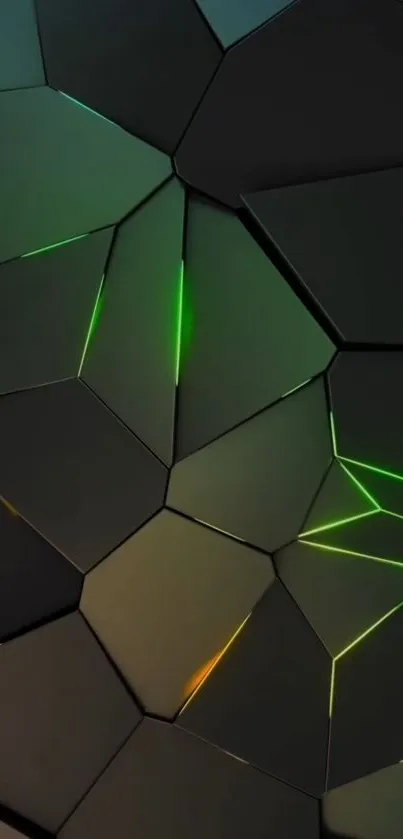 Dark geometric wallpaper with neon green accents