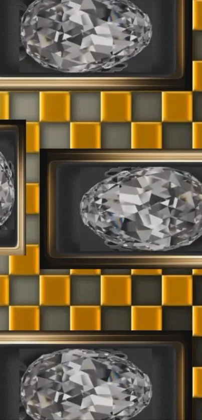 Luxurious geometric wallpaper with diamond details.