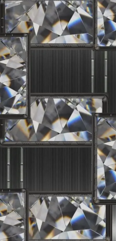Geometric diamond pattern mobile wallpaper with sleek reflective design.