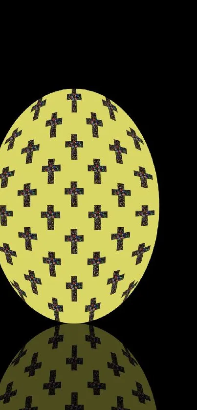 Geometric egg with cross pattern on a black background