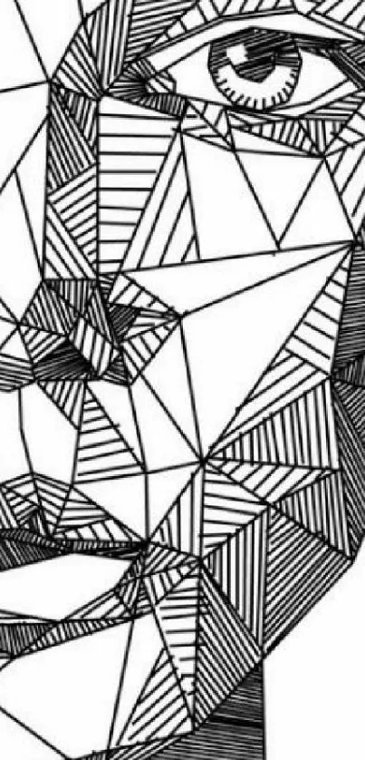 Intricate geometric face line art wallpaper