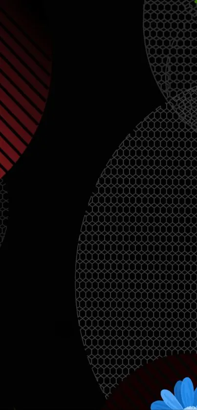 Stylish geometric floral wallpaper with dark tones and modern design.