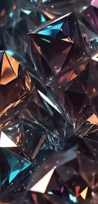 Geometric gemstone-themed mobile phone wallpaper with vibrant colors and intricate designs.
