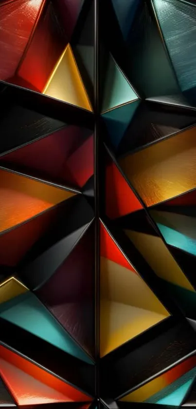 Vibrant geometric glass art wallpaper