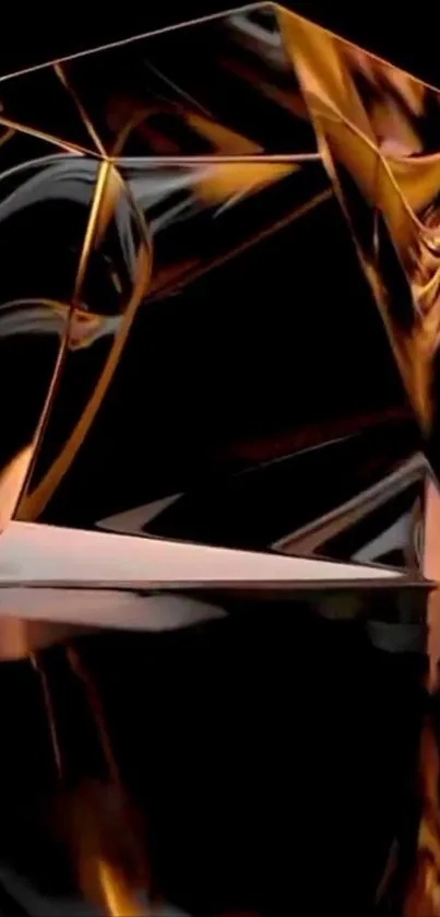 Abstract geometric glass reflection with amber tones.