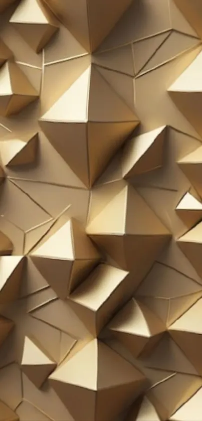Geometric gold 3D mobile wallpaper design.