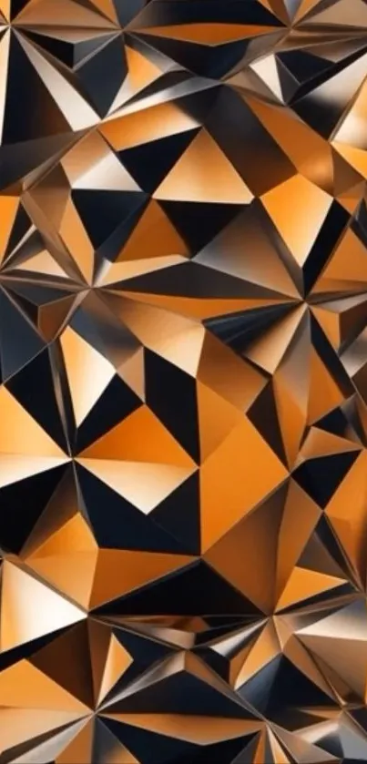 Abstract geometric gold 3D pyramid design.