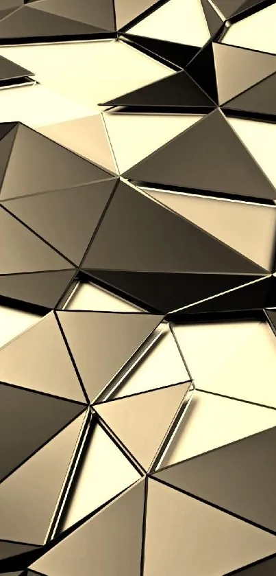 3D geometric gold triangle abstract wallpaper for mobile phones.