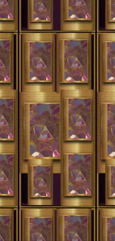 Gold geometric abstract pattern mobile wallpaper.