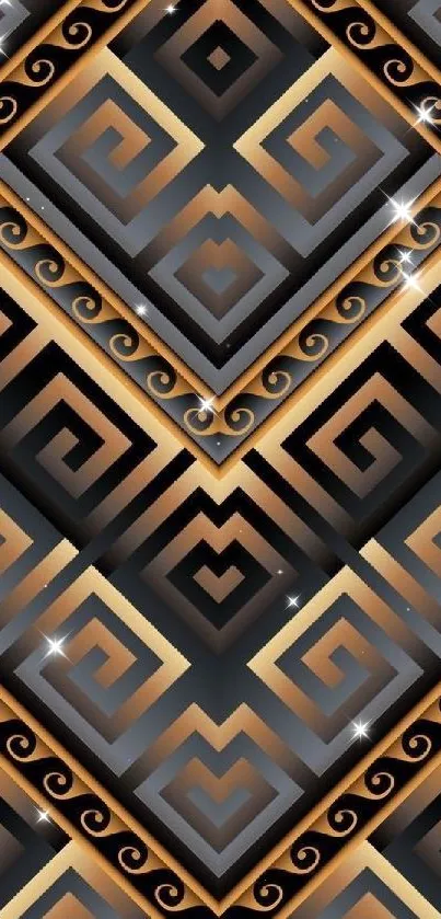 Gold and gray geometric wallpaper pattern.