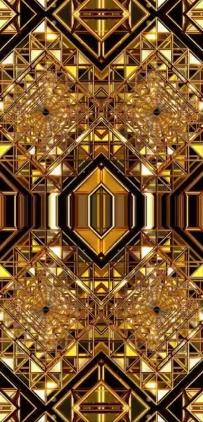 Golden Art Deco geometric wallpaper for phones.