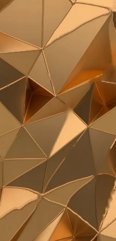 Geometric gold wallpaper with polygonal patterns.