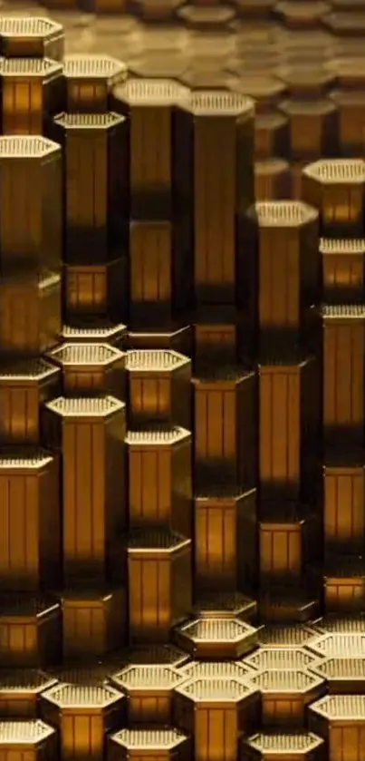 Golden geometric pattern with hexagonal shapes.