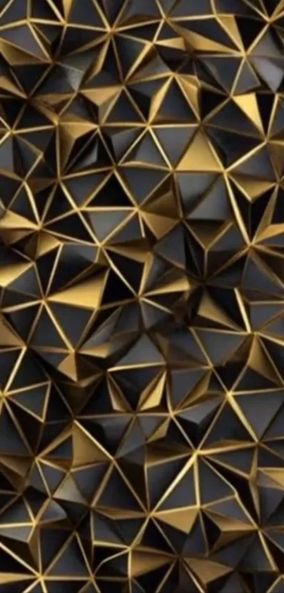 Intricate geometric gold pattern wallpaper design.