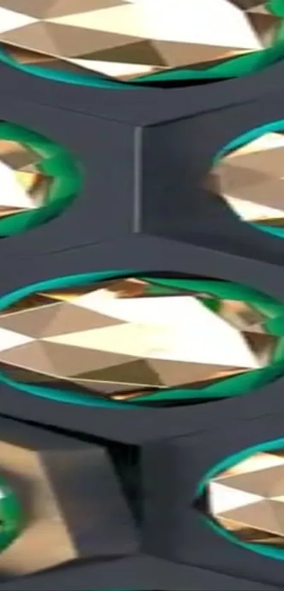 Geometric pattern with golden reflections.