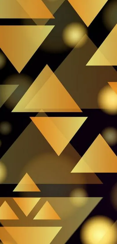 Golden triangle geometric wallpaper design with vibrant patterns.