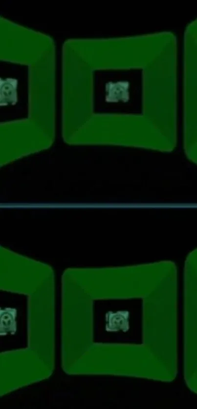 Geometric green abstract pattern on wallpaper.
