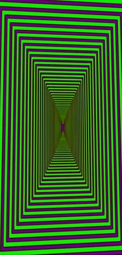 Green and purple geometric illusion mobile wallpaper.